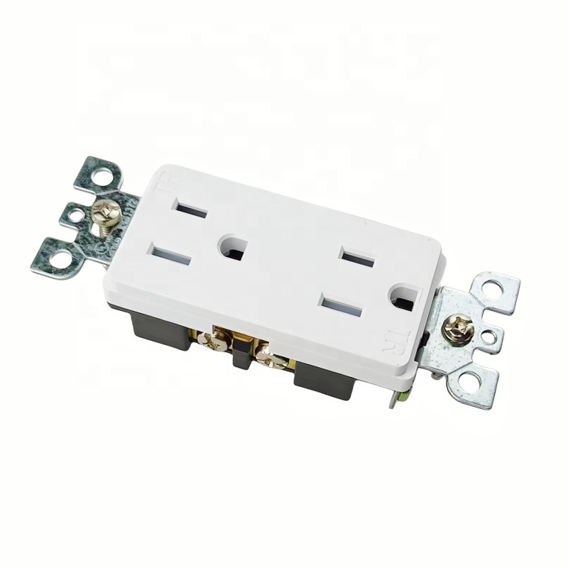 Residential Grade Socket Decorator Duplex Electrical Receptacle Self Grounding Wall Outlet Plug TR15A 125V NEMA 5-15R