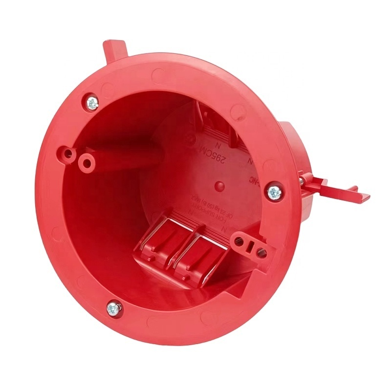 Fire Rated 18 Cu in Round Electrical Box Plastic Old Work Ceiling Box with Studs Flip for Fan Fixture