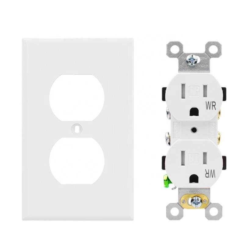 Wholesale white plastic 1-gang duplex outlet cover decorative wall plate