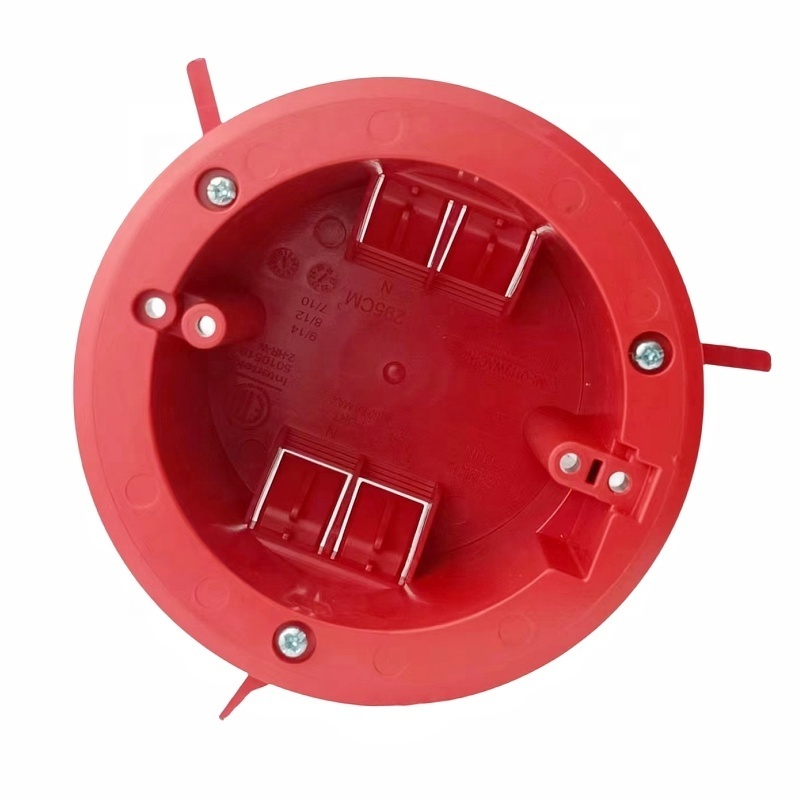 Fire Rated 18 Cu in Round Electrical Box Plastic Old Work Ceiling Box with Studs Flip for Fan Fixture