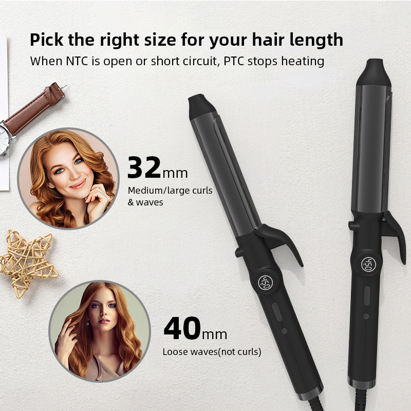 Ulelay Curling Iron 1.25 Inch Professional Hair Curler PTC Curling Wand Dual Voltage with Clip Display Ceramic Curling Irons