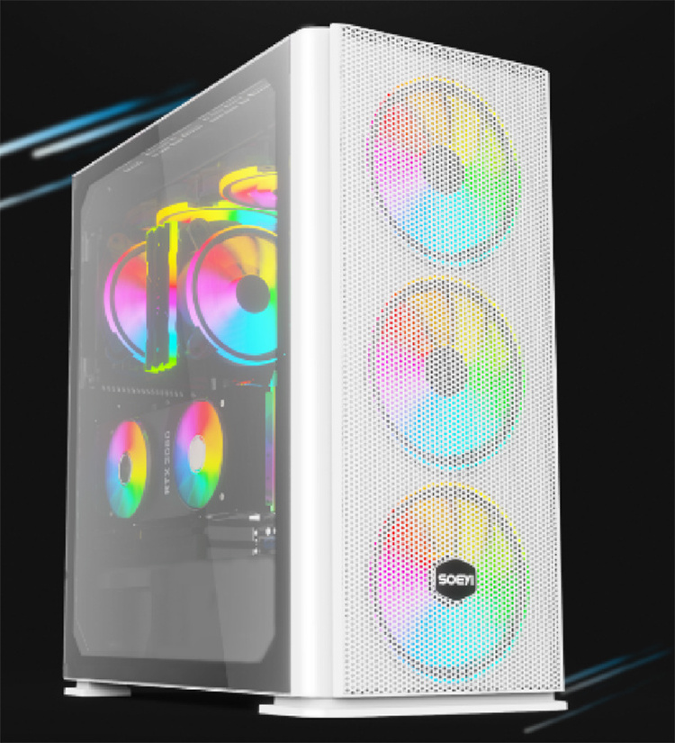 OEM Metal Mesh Front Panel ARGB Fans Tempered Glass Side Panel EATX.ATX Gaming Computer Case