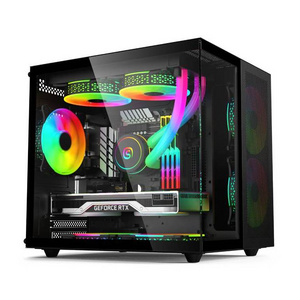 OEM ODM custom logo micro atx rgb neon computer gaming case tower MATX computer case with optional fans