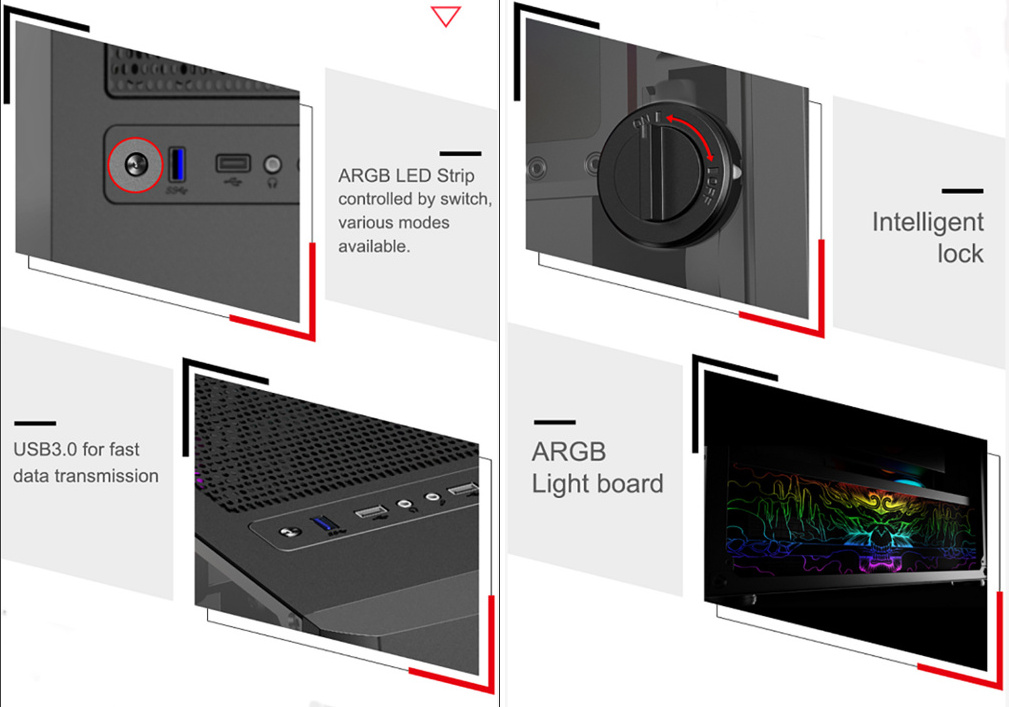 desktop rgb gabinete gamer pc accessories cpu cabinet gaming computer pc cabinet