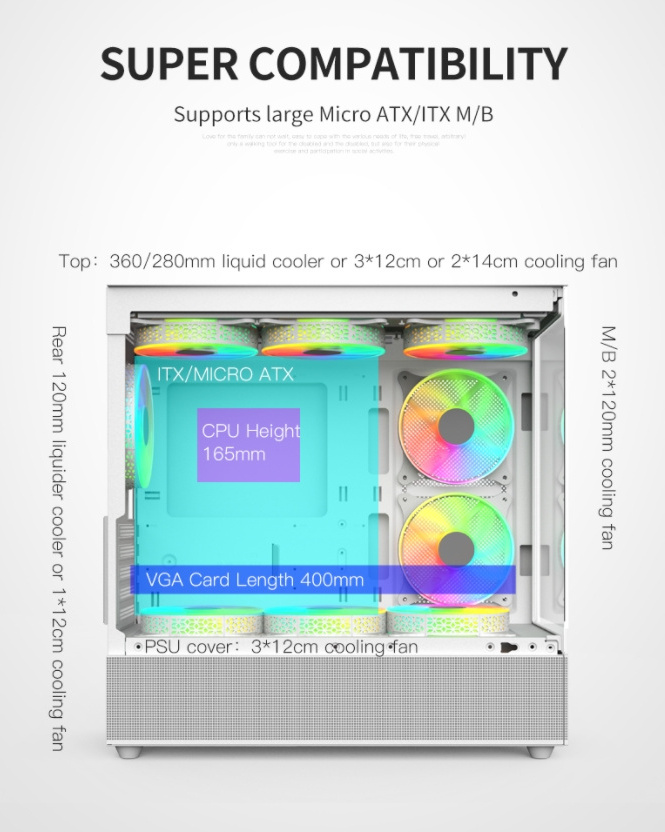 SOEYI Factory PC Cpu Cabinet Casing Desktop Integrated Display Chassis MATX Computer Case Towers