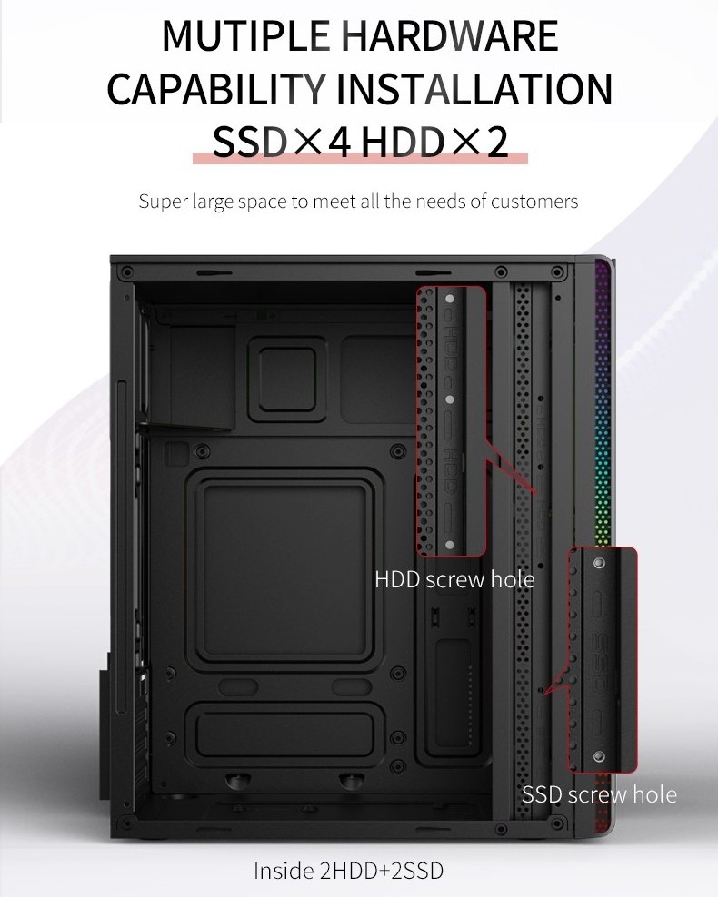 SOEYI Wholesales Gaming Computer Cases PC Gaming RGB ATX Computer Case Gaming Frame Chassis & Towers CPU Cabinet