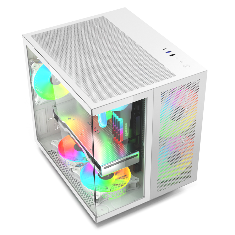 OEM ODM custom logo micro atx rgb neon computer gaming case tower MATX computer case with optional fans