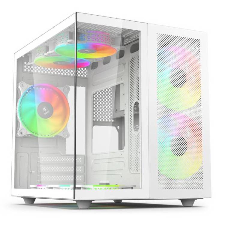 OEM ODM custom logo micro atx rgb neon computer gaming case tower MATX computer case with optional fans