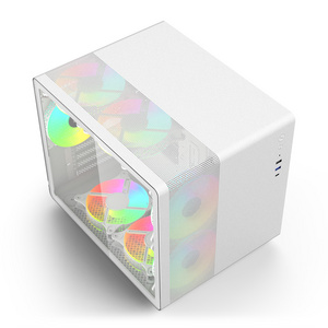 SOEYI 0.8MM SPCC Micro ATX Mini ITX Cube Custom MATX Gaming Computer Case Chassis 120mm Front Fan Pre-installed PC Case With Fan