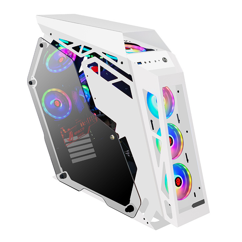 2019 Hot Sales Super Cool Tempered Desktop PC Gaming Computer Case with LED Panel and ARGB Fans for Internet Bar E-sport