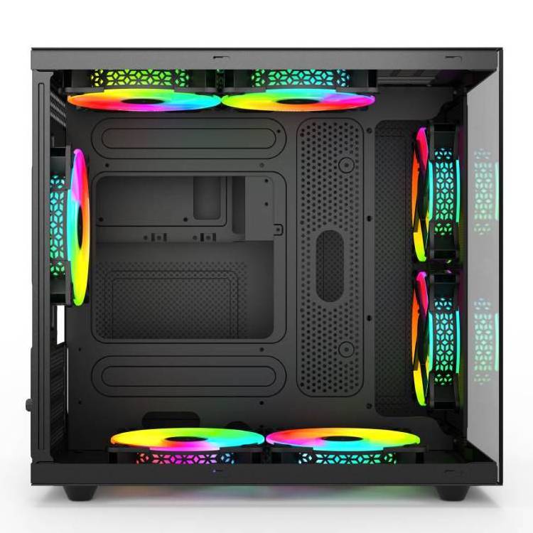 OEM ODM custom logo micro atx rgb neon computer gaming case tower MATX computer case with optional fans