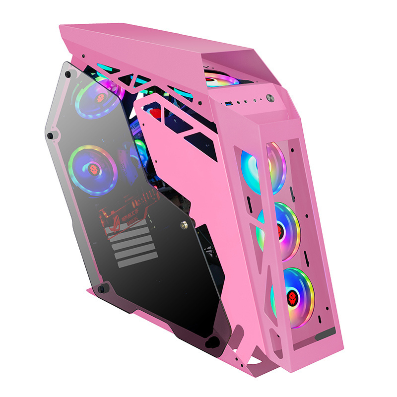 2019 Hot Sales Super Cool Tempered Desktop PC Gaming Computer Case with LED Panel and ARGB Fans for Internet Bar E-sport