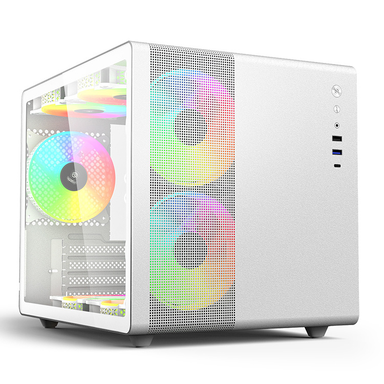 SOEYI 0.8MM SPCC Micro ATX Mini ITX Cube Custom MATX Gaming Computer Case Chassis 120mm Front Fan Pre-installed PC Case With Fan