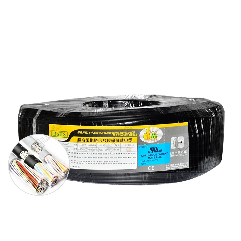 Excellent insulation and protection 480-2464 26awg/3C 30/0.08TS OD4.2 PVC black color wire for computer power supply