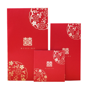 Hollow-out Handmade Laser Cut Wedding Invitations Fancy Invitation Chinese Greeting Cards Red Pocket Custom Bonus