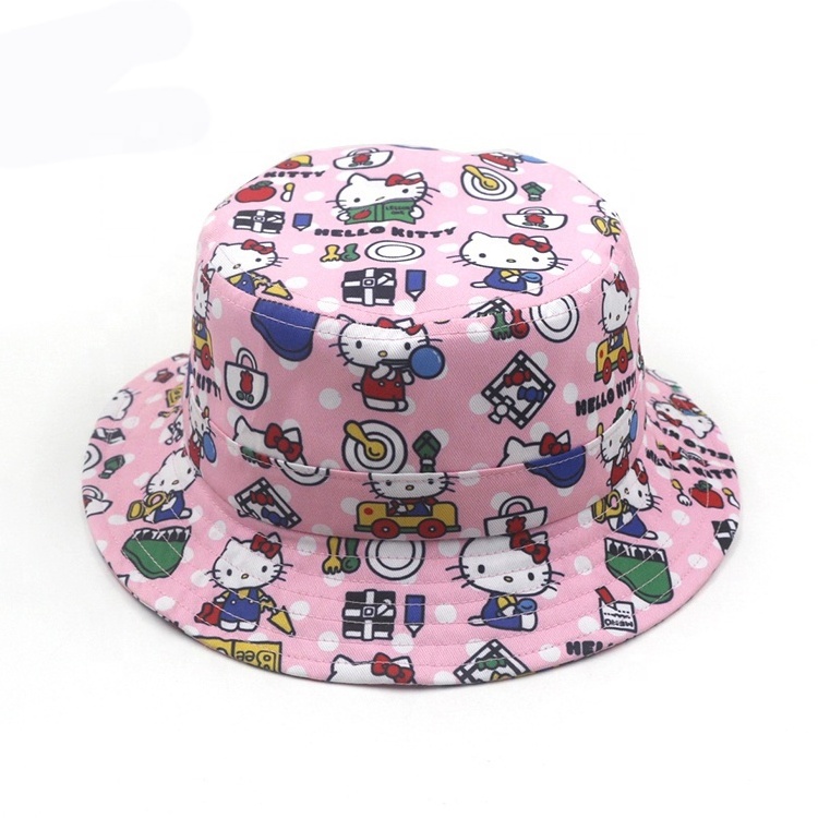 New Design casual adjustable girl sublimation cartoon visor sun protection sports wide brim bucket hat