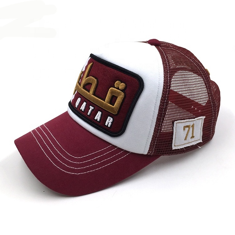 Custom 3D Raised Embroidery Patch 5-panel Polyester Breathable Baseball Trucker Mesh Cap