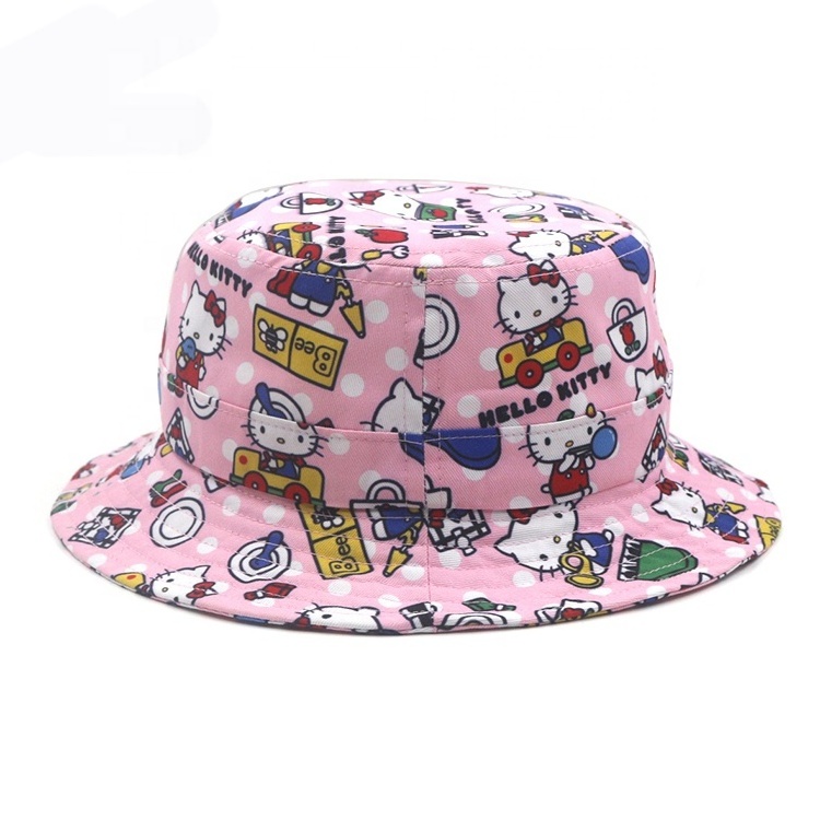 New Design casual adjustable girl sublimation cartoon visor sun protection sports wide brim bucket hat