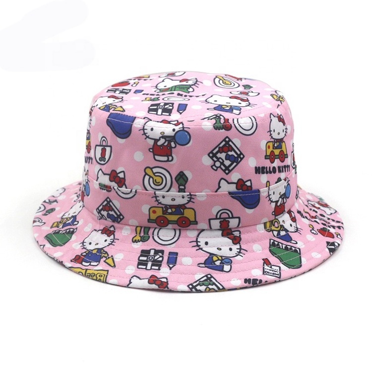 New Design casual adjustable girl sublimation cartoon visor sun protection sports wide brim bucket hat