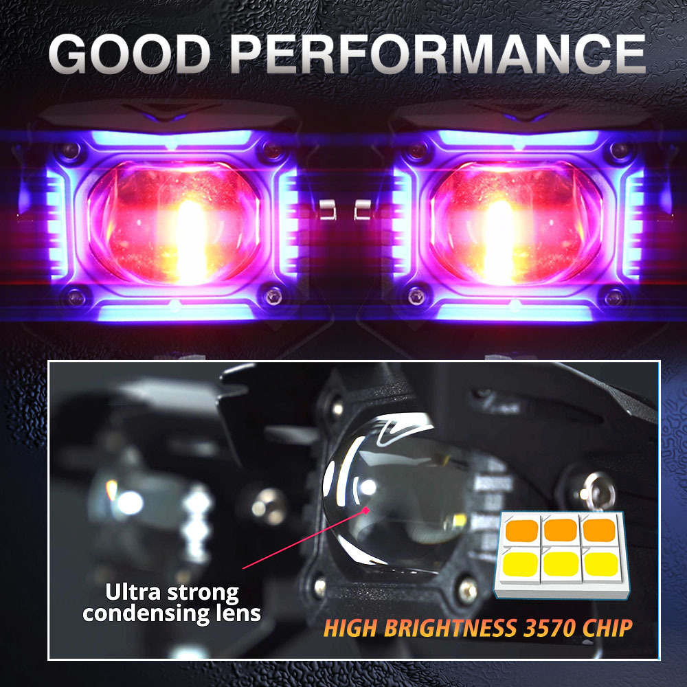 Reliable Super Bright Auxiliary Spot Spotlight High Low Beam Dual Color Fog Light Projector Lens Mini Motorcycle Driving Lights