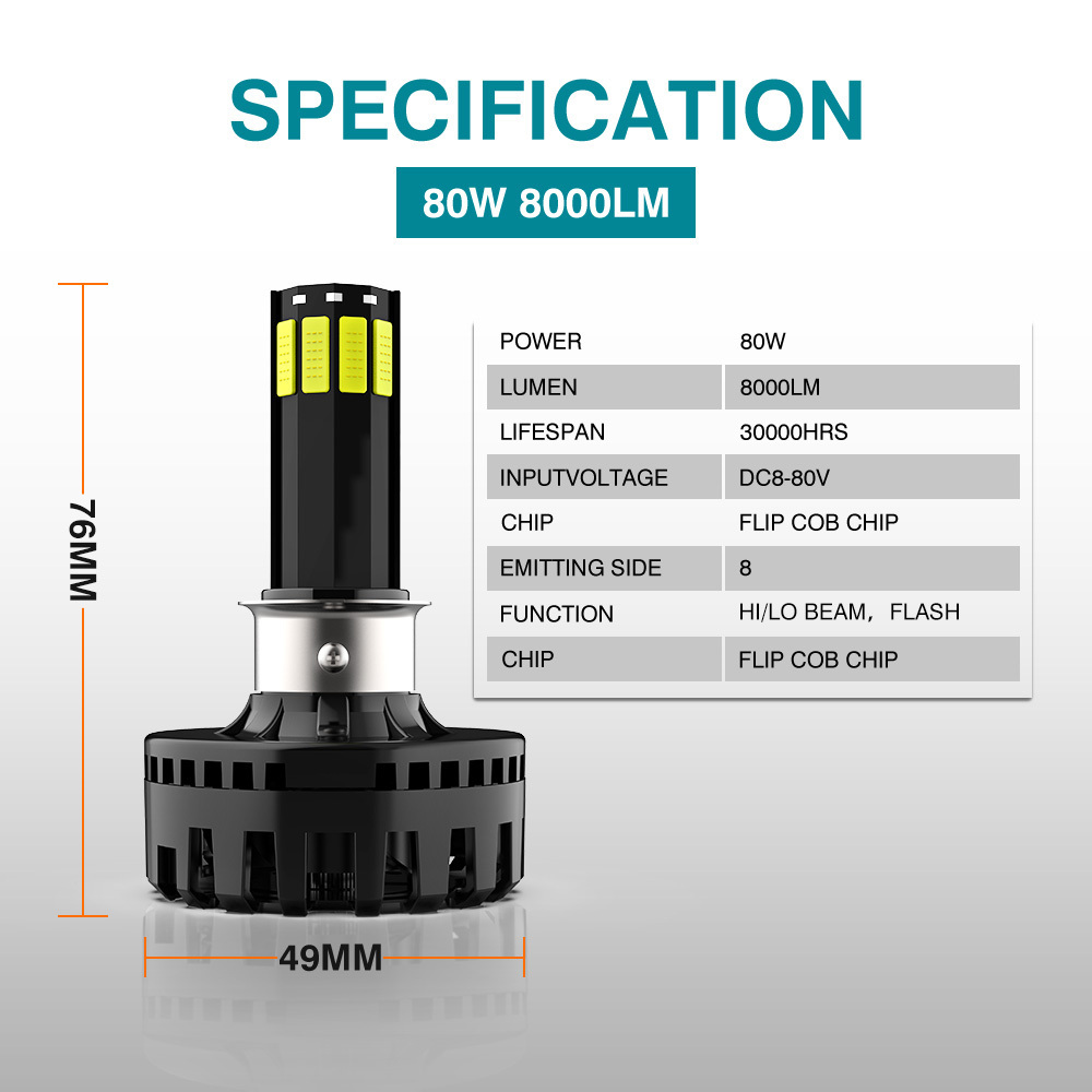 High Quality Highlight 8-80v Motorcycle H4 BA20D Led Headlamp High Low Beam White Yellow Motorcycle Led Lights Headlight Bulbs