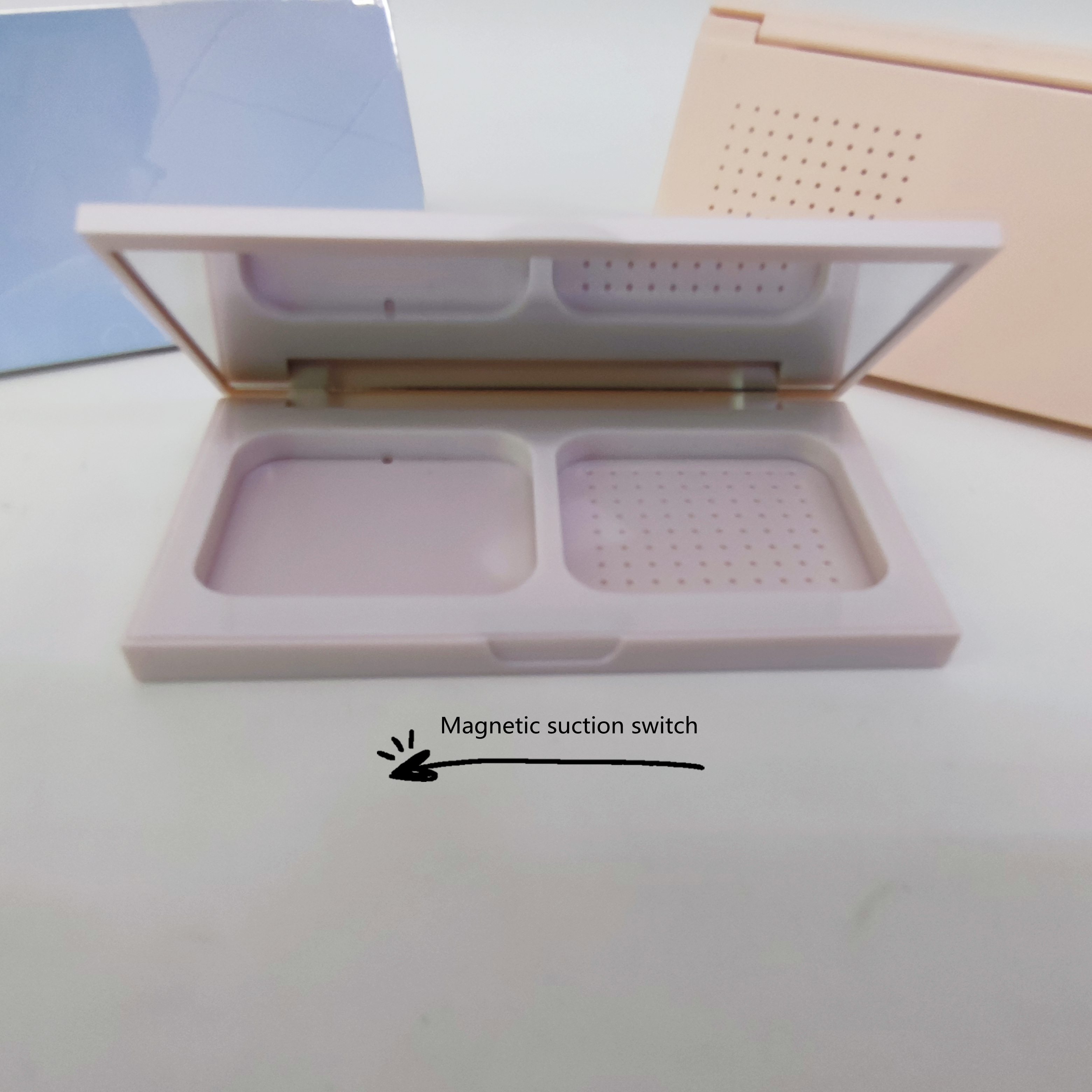 Custom 3d Embossing Blush Container Magnetic Compact Makeup Powder Empty Case Cosmetic Cushion Packaging Air Bb Cushion Box