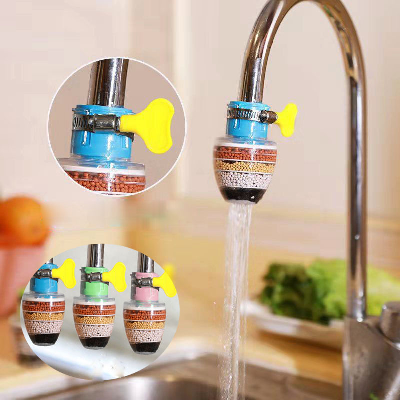 Universal Kitchen Splash-proof Mini Best Water Tap Purifier 5 Layer Faucet Filter Free Spare Parts OEM ABS Support Manual 2 Pcs