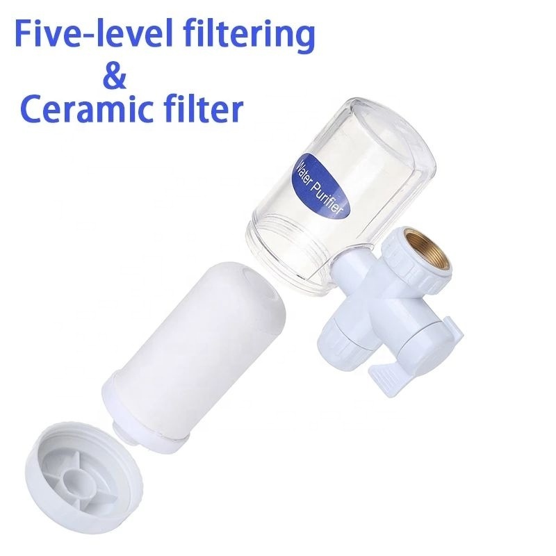 White ABS Faucet Water Filter Filters Home OEM Silicone Faucet Extender Nozzle Transparent Ceramic Made in China Support Manual