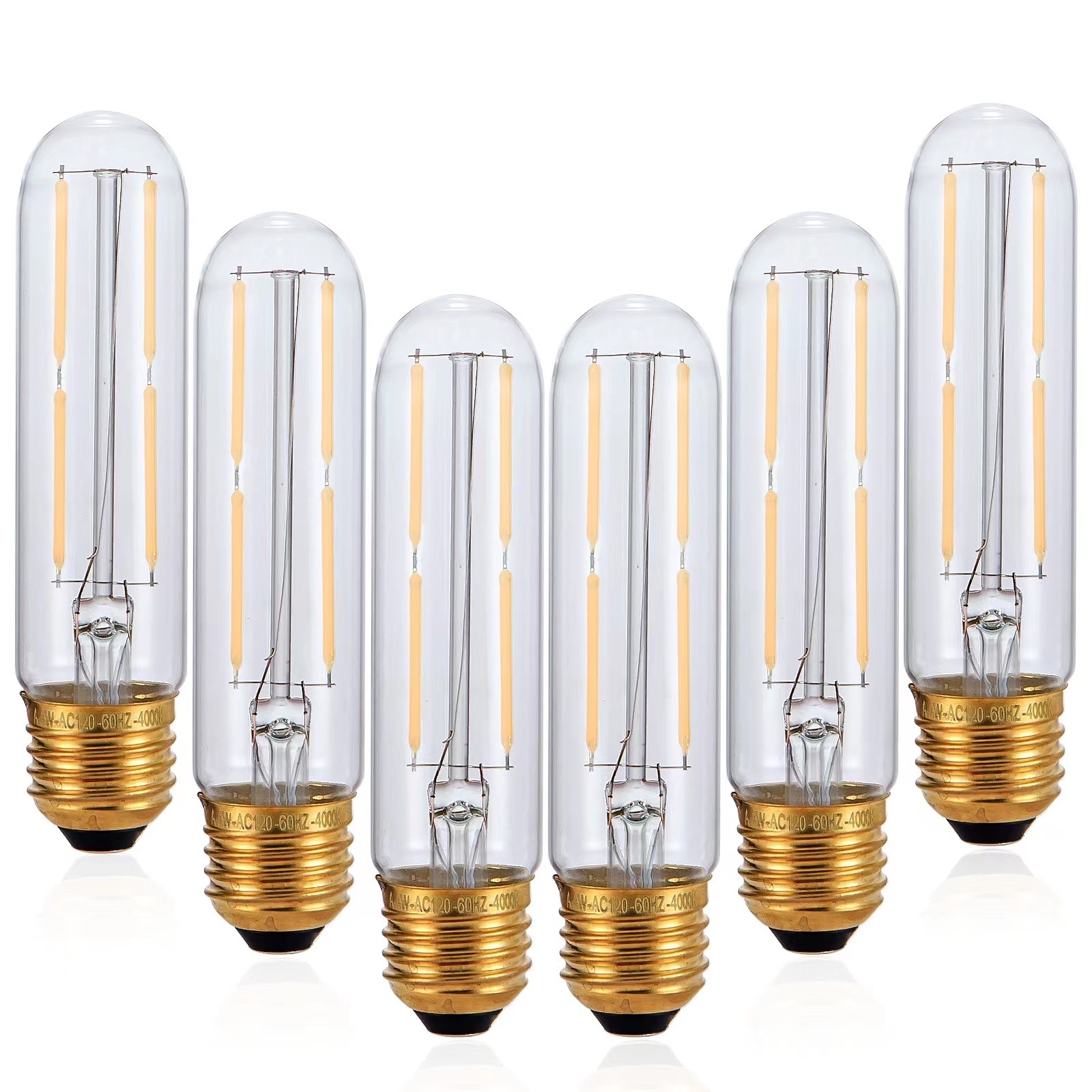 T10 Led Bulb Dimmable 8W Led Tubular Bulbs 3000K Soft White Clear Glass  E26 Base Lamp Bulb for Cabinet Display Cabinet