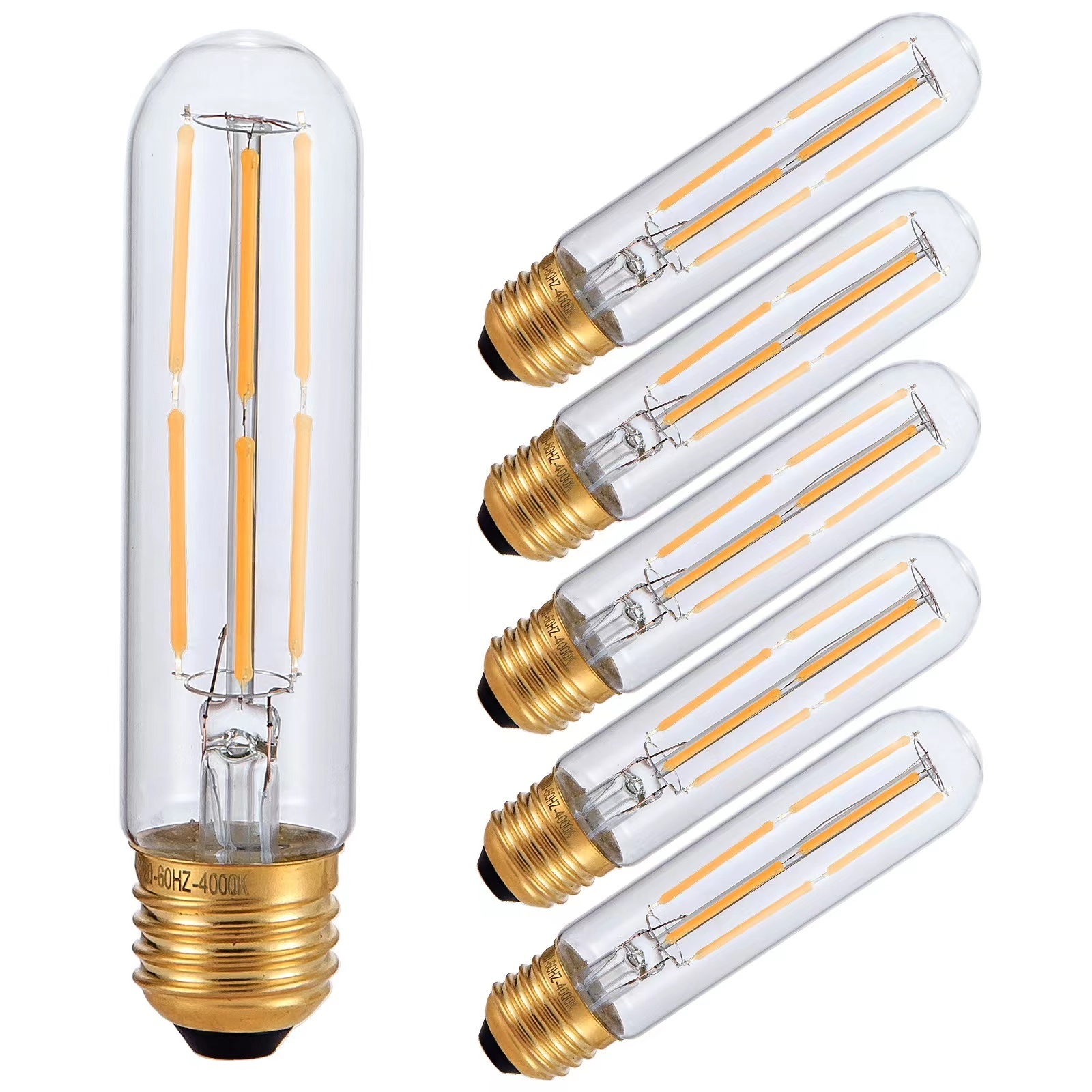 T10 Led Bulb Dimmable 8W Led Tubular Bulbs 3000K Soft White Clear Glass  E26 Base Lamp Bulb for Cabinet Display Cabinet