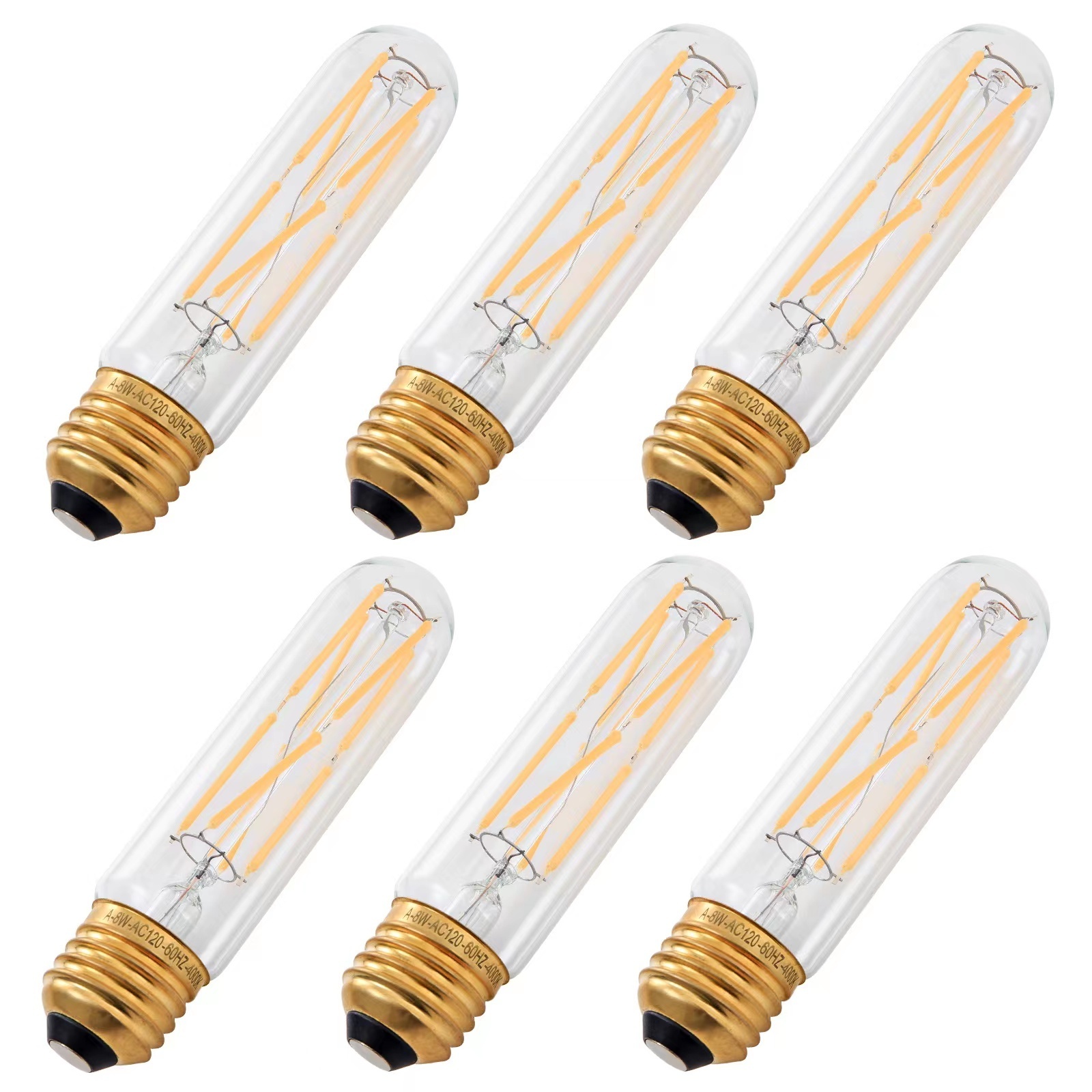 T10 Led Bulb Dimmable 8W Led Tubular Bulbs 3000K Soft White Clear Glass  E26 Base Lamp Bulb for Cabinet Display Cabinet