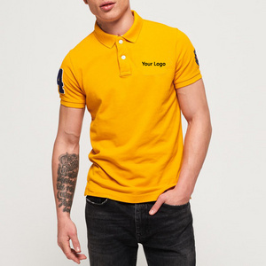 Clothing Mens Wholesale Cheap Short Sleeve Embroidery Yellow Cotton Polo Shirt