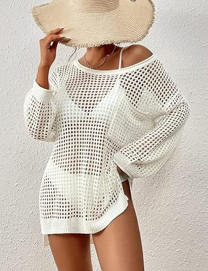 2024 Custom O-Neck Hook Loose Hollowed out dress Beach Dress Bikini Cover Up Crochet Summer Women Dress