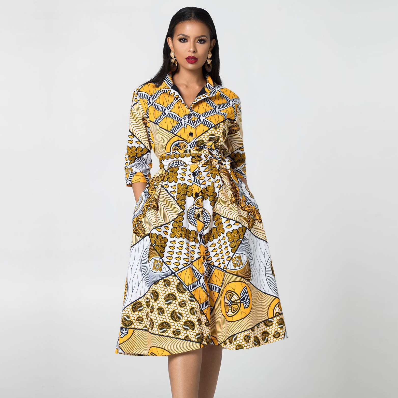 Summer New Design African Kitenge Fashion 100% Cotton Wax Print Stand  Collar Women Dresses ODM OEM Service | BestSuppliers.com