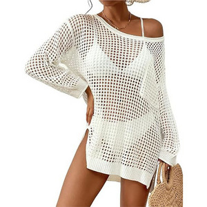 2024 Custom O-Neck Hook Loose Hollowed out dress Beach Dress Bikini Cover Up Crochet Summer Women Dress