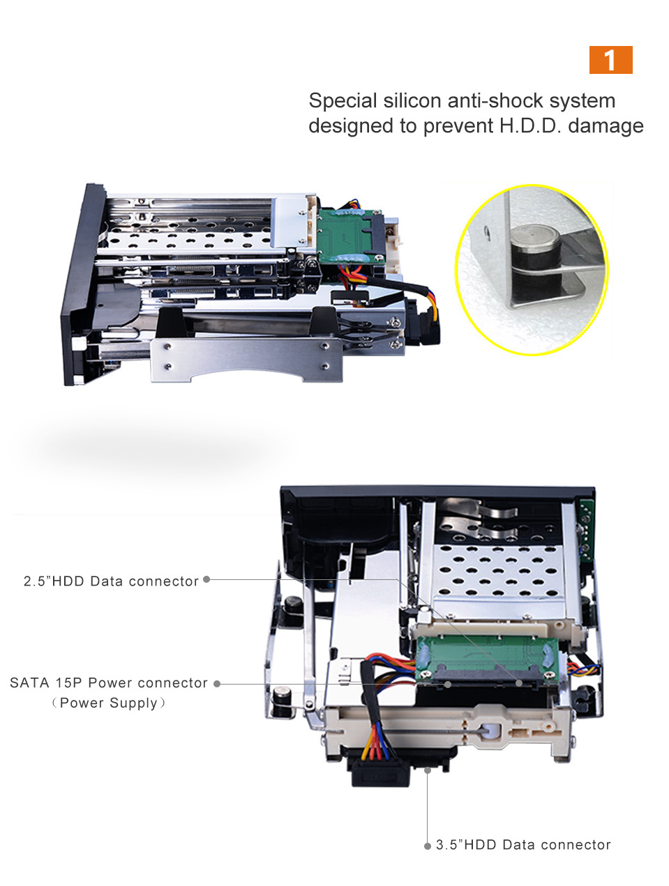 Unestech 2.5+3.5in Multi-function Tray-less Hot Swap SSD Hdd Mobile Rack for Optical Drive Enclosure