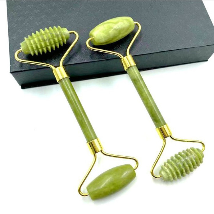 High Quality Natual Green Jade Roller Anti-age Massage Spiked Jade Roller For Face