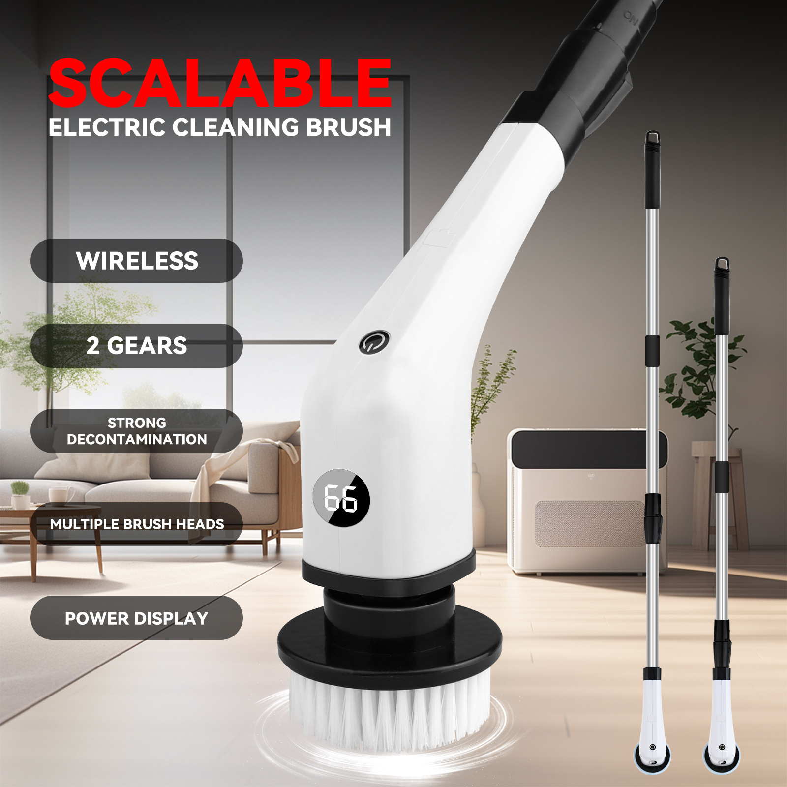 Hot Selling 2023 Toilet Cleaning Brush Household Plastic Dusting Brush Carpet Cleaning Electric Spin Scrubber Cleaning Brush