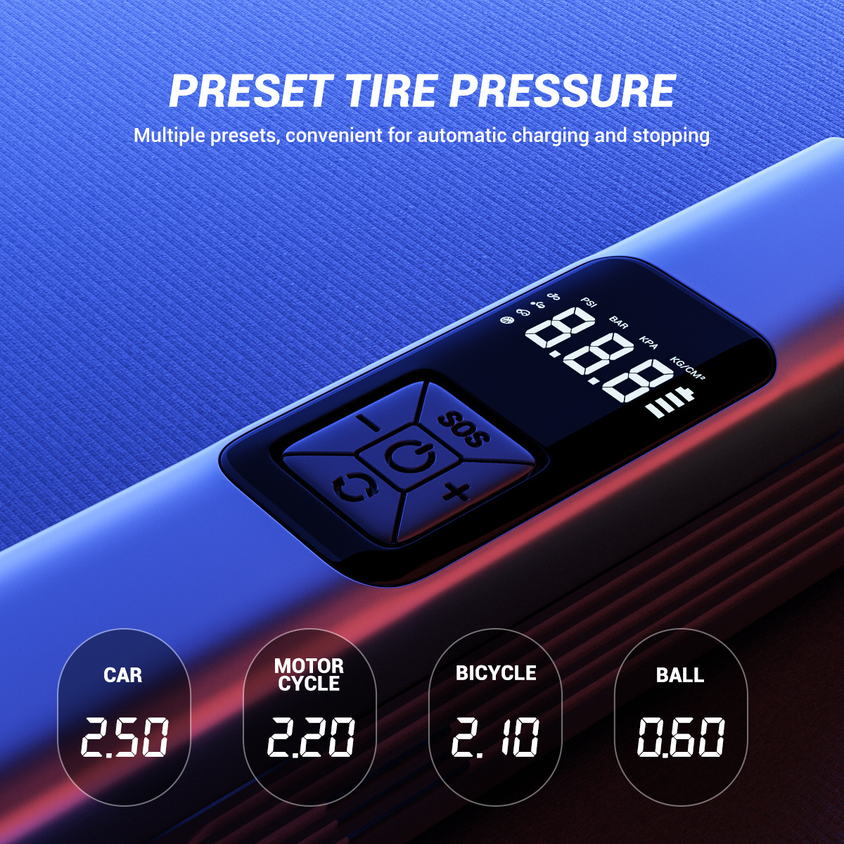 Car Vacuum Cleaner, Tire Inflator Portable Air Compressor with Pressure Gauge LED Display and LED Light, Cordless Air Compressor