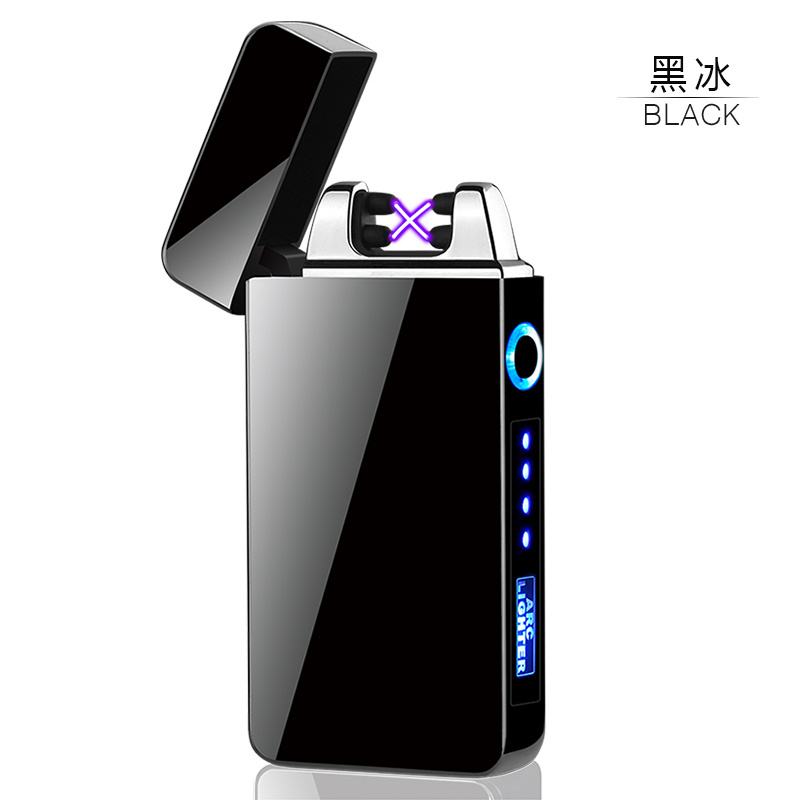 2023 Cheap Custom logo USB Rechargeable Double Arc Cigarette Lighter, Flameless Windproof Lighter