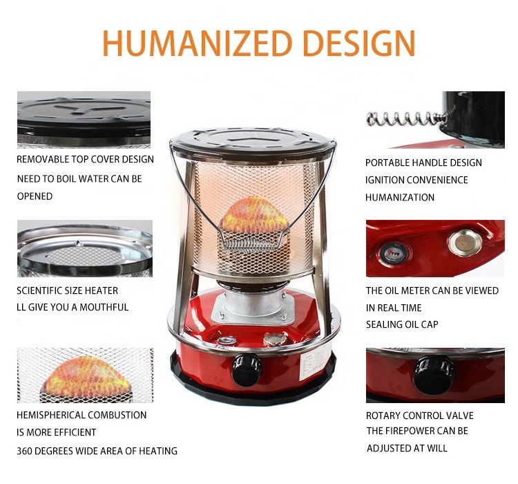 Large Capacity Portable Outdoor Heaters Adjustable Flame Kerosene Oil Heating Stove for Winter