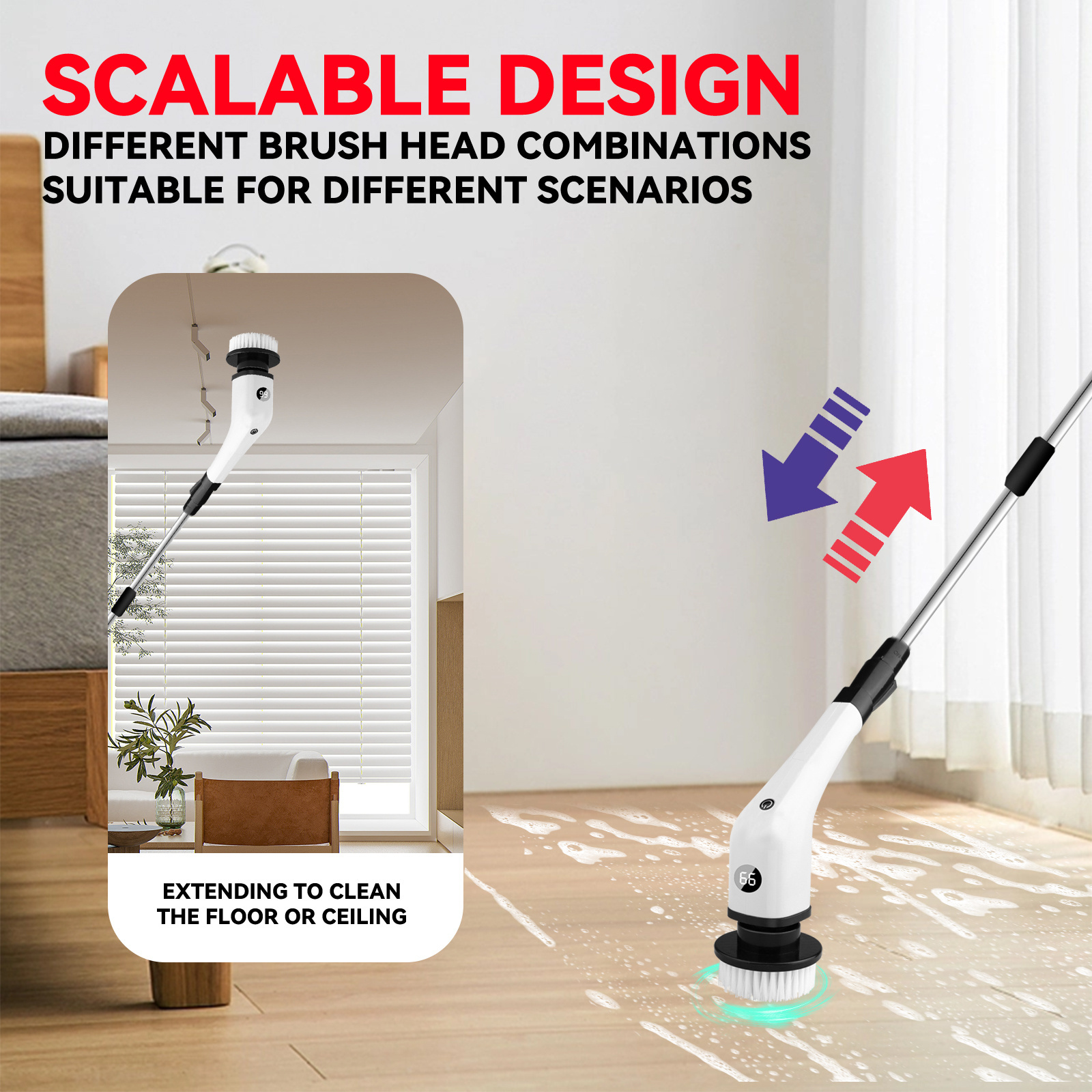 New Arrivals Cordless Electric Spin Scrubber, Cleaning Brush for Home, 2 Adjustable Speeds for Bathroom Shower Bathtub Glass Car