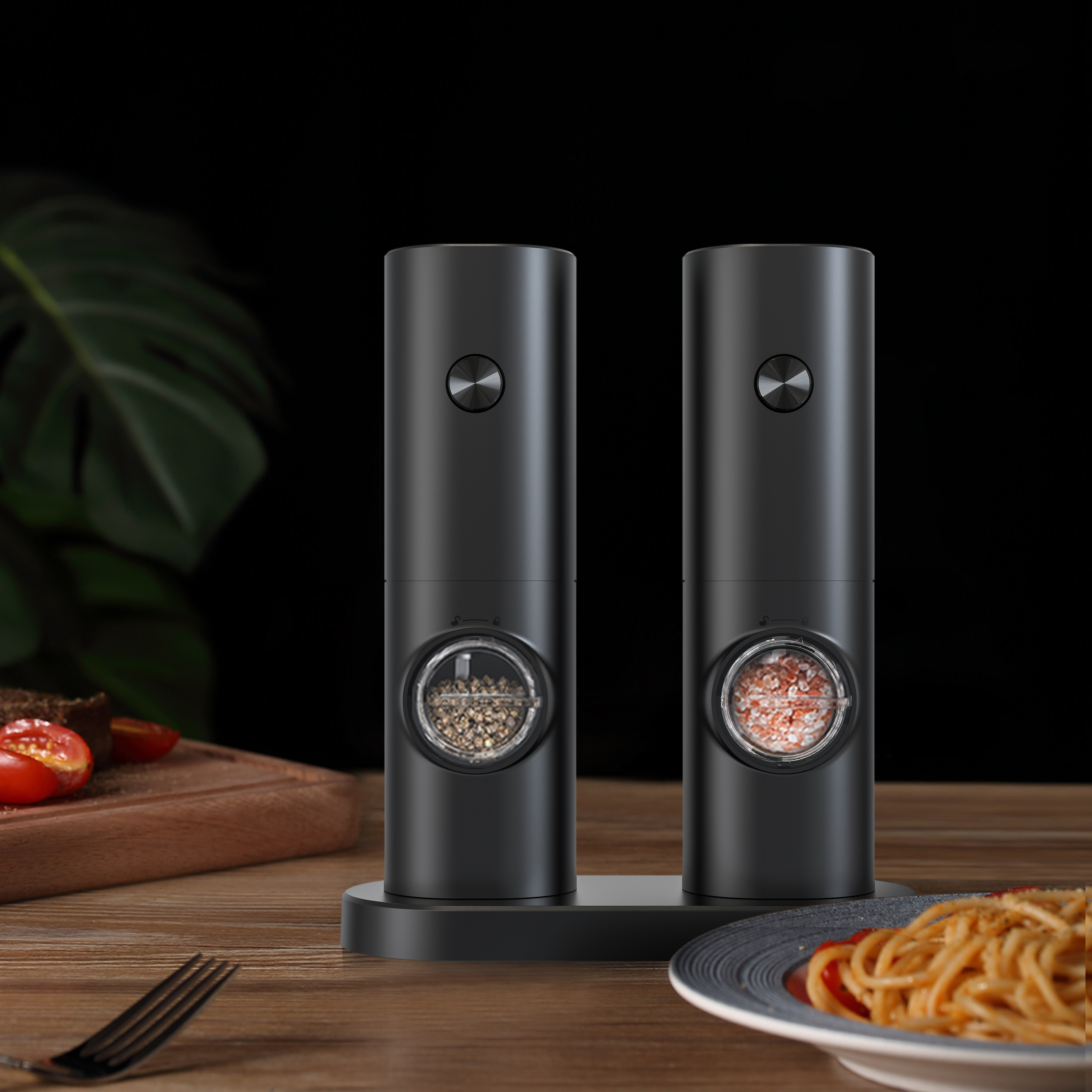 Electric Adjustable Adjustable Stainless Steel Salt and Pepper Mill Grinder With Charging Base, Automatic Salt Spice Mill