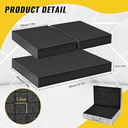 Custom EVA Foam Inserts, foam sheets for packaging, black foam liner for toolbox storagefor camera and craft storage