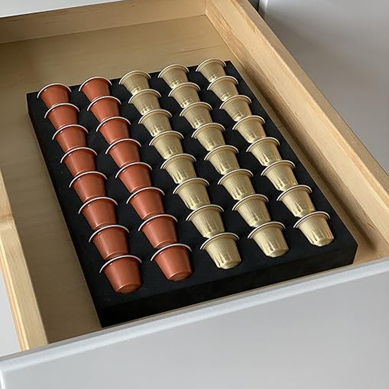 Custom EVA coffee pod storage tray, eva insert organizer for drawer or countertop, custom sizes available eva foam die cut