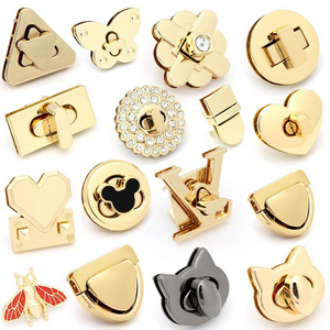 Customized Decoration Metal Zinc Alloy Bag  Lock Hardware Accessories  Purse Closure Clasp  Turn Twist Lock