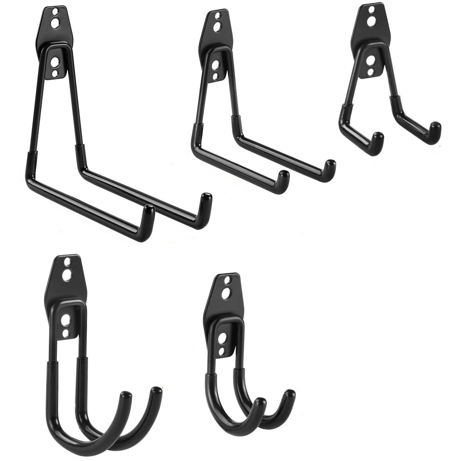 Sturdy Carbon Steel Non-slip Rubber Coated J Utility Hooks Holding Bags/Bikes/Heavy Gear for Garage Wall