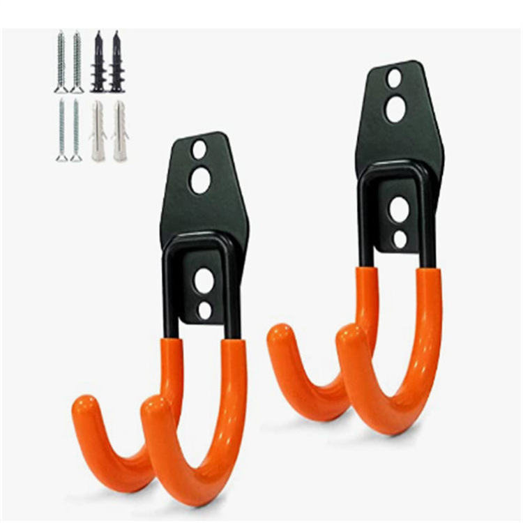 Sturdy Carbon Steel Non-slip Rubber Coated J Utility Hooks Holding Bags/Bikes/Heavy Gear for Garage Wall