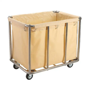 Heavy Duty Stainless steel linen trolley cart hotel laundry cart housekeeping Cleaning trolley factory wholesale