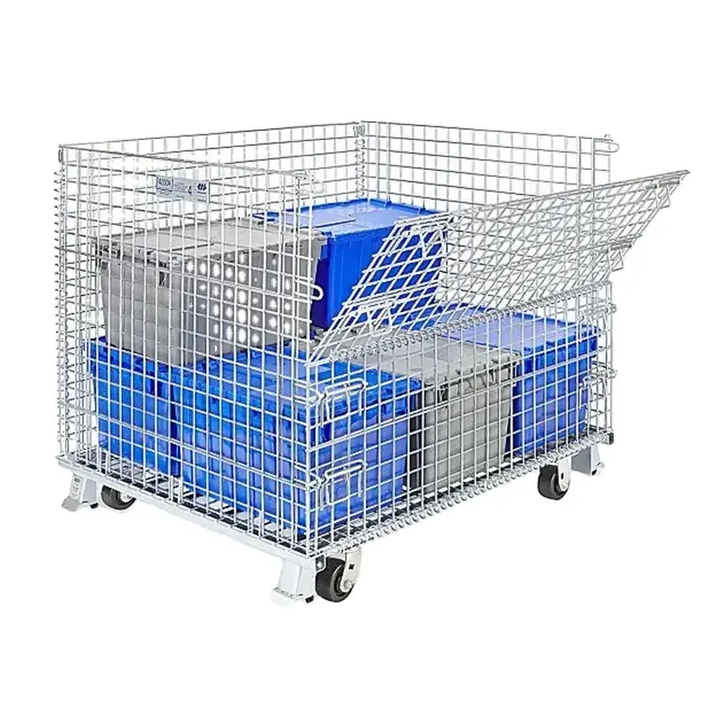 Stackable Mesh Stainless Steel Warehouse Storage Wire Mesh Container Cage Pallet Collapsible Cage Pallets / Stillages